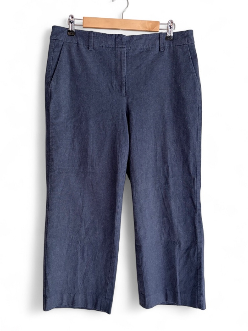 Talbots Chelsea Navy Blue Straight Leg Cropped Pants Size 10